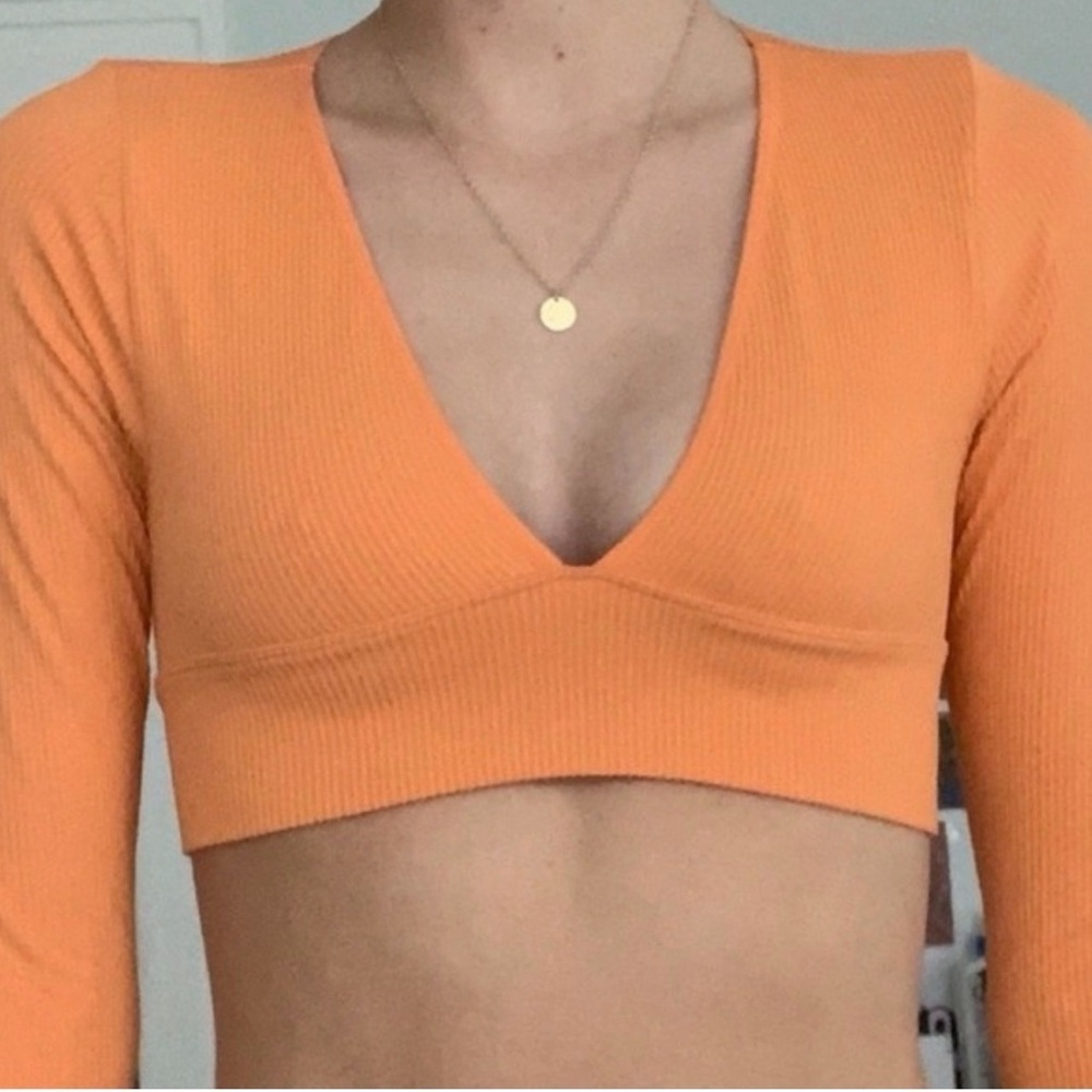 Garage Bright Orange V-Neck Crop Top